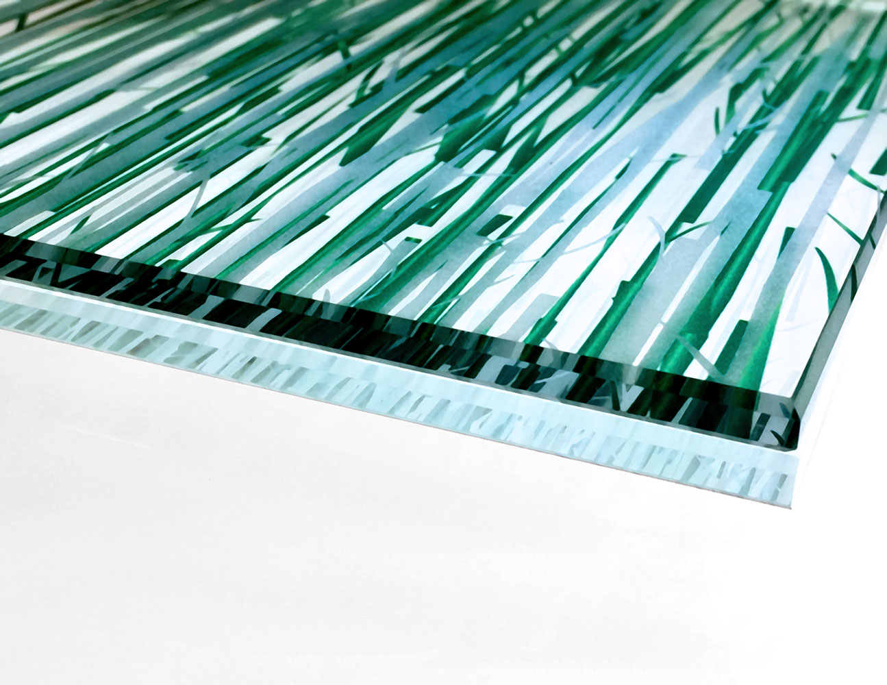 Precision Etch Printed Glass Combination of etch and printed glass.